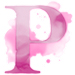 Watercolor Pink paint type letter P