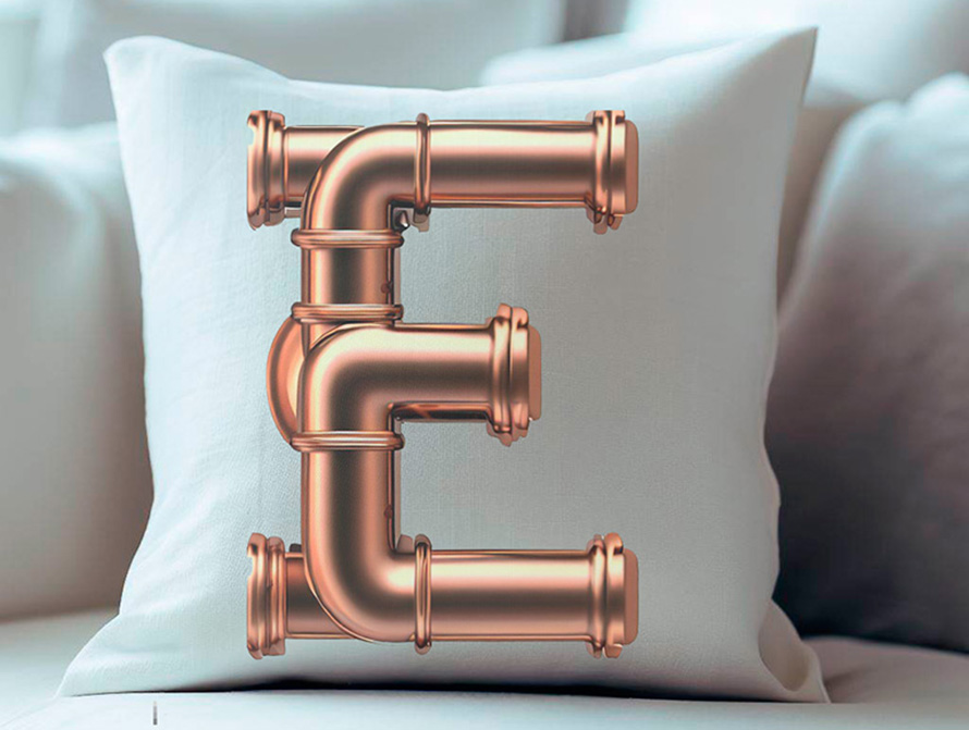 Pipes letter throw pillow