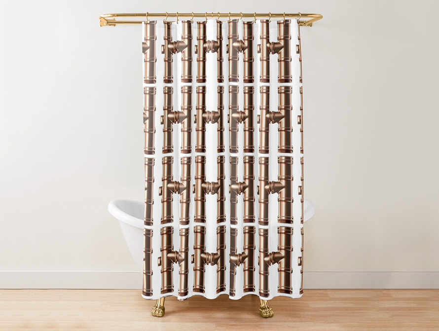 Pipes letter shower curtain