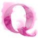 Watercolor Pink paint type letter Q