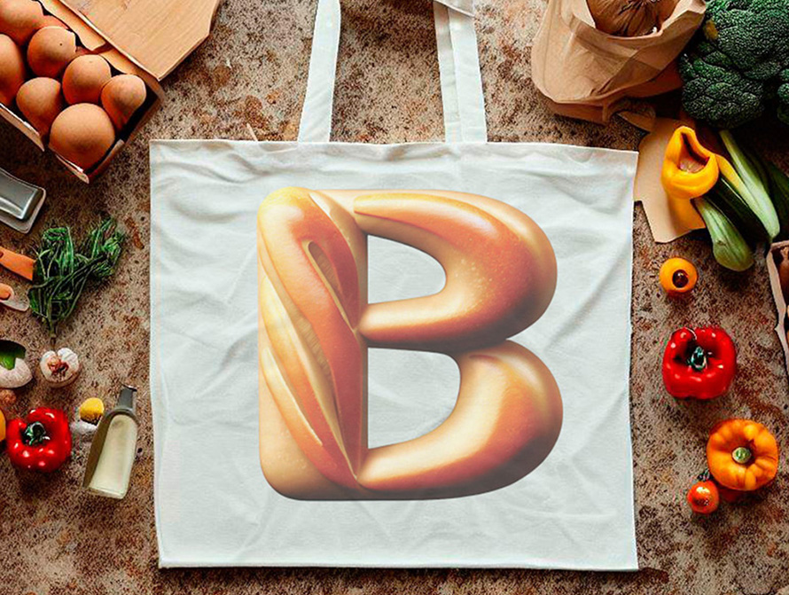 Cotton tote bag imprinted with Bread type design