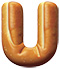 Letter U in Bread type design