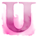 Watercolor Pink paint type letter U