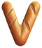 Letter V in Bread type design