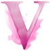 Watercolor Pink paint type letter V