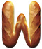 Letter W in Bread type design